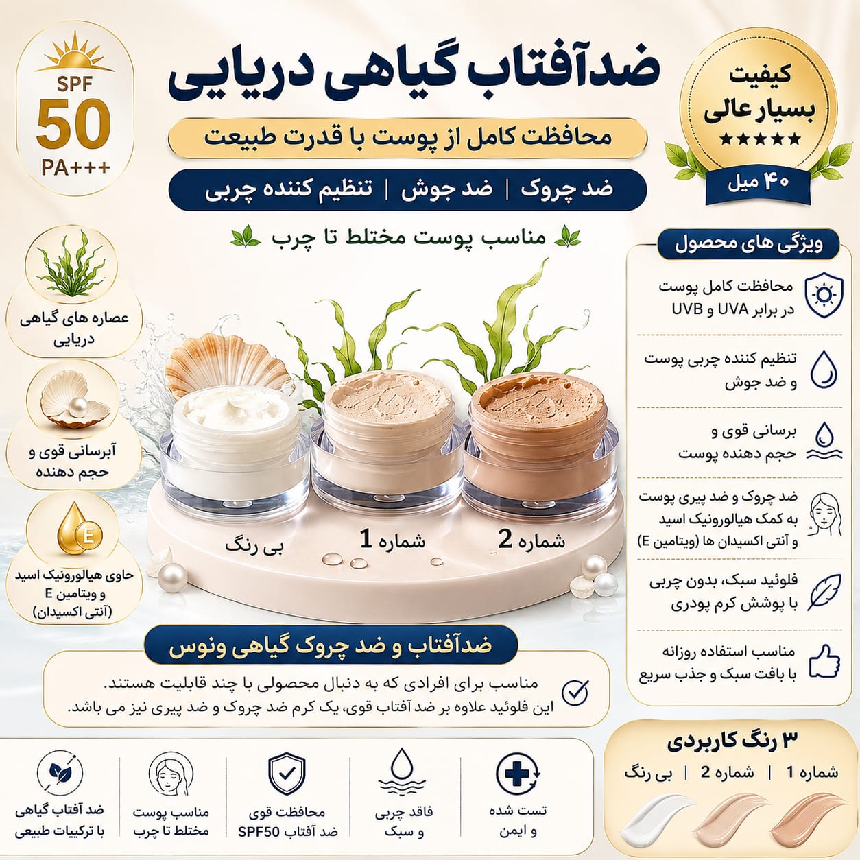 ضدآفتاب گیاهی نگهداری کامل پوست